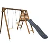 Image de Portique en bois carré 2 agrès avec balançoire bébé et toboggan PRUNE