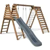 Image de Aire de jeux en bois - SOULET - ISIS - 2 agrès toboggan filet et mur descalade