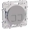Image de Prise Doubles RJ45 Multimedia Grade 3 Alu - Schneider Odace - Prise informatique - Gris - Carré - Intérieur