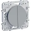 Image de Interrupteur va-et-vient + bouton-poussoir Odace - 10A - Connexion rapide - Alu