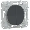 Image de Ovalis - double va-et-vient - anthracite - Fixation par vis - 3x2 bornes auto - 10 AX - 250 V CA 50 Hz - IK04 - IP21 D - couvercle d