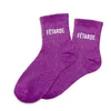 Image de PAIRE DE CHAUSSETTES PAILLETTES FÉTARDE FEMME 39 Violet Lilas Lavande Parme Prune 39