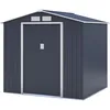 Image de Abri de jardin en métal 407 m² - 213 x 191 x 195 cm - MARS -Kit dancrage inclus 2 portes coulissantes - Gris