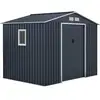 Image de Abri De Jardin En Métal 5,29 M² - 277 X 191 X 202 Cm - Kit D'ancrage Inclus - Gris