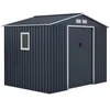 Image de Abri de jardin en métal 529 m² - 277 x 191 x 202 cm - VENUS Kit dancrage inclus 2 portes coulissantes 1 fenêtre latérale Gris