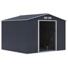 Image de Abri De Jardin En Métal 7,06 M² - 277 X 255 X 202 Cm - Mercure - Kit D'ancrage Inclus, 2 Portes Coulissantes - Gris