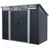 Image de Abri De Jardin En Métal 4,61 M² - 238 X 193 X 202 Cm - Soler - Kit D'ancrage Inclus, 2 Portes Coulissantes - Gris
