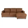 Image de Canapé dangle droit 4 places - Tissu marron vintage - Contemporain - L 215 x P 140 x H 86 cm - PAUL