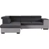 Image de Canapé D'angle Gauche Convertible + Coffre 5 Places - Tissu Gris - L 271 X P 220 X H 77 Cm - Fabriqué En Ukraine