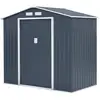 Image de Abri De Jardin En Métal 2,71 M² - 213 X 127 X 195 Cm - Pluton - Kit D'ancrage Inclus, 2 Portes Coulissantes - Gris