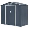 Image de Abri de jardin en métal 271 m² - 213 x 127 x 195 cm - PLUTON - Kit dancrage inclus 2 portes coulissantes - Gris
