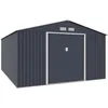 Image de Abri de jardin en métal 1516 m² - 340 x 446 x 210 - SATURNE - Kit dancrage inclus 2 portes coulissantes - Gris