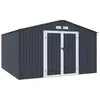 Image de Abri De Jardin En Métal 10,85 M2 - 340 X 319 X 210 - Lunex - Kit D'ancrage Inclus, 2 Portes Battantes - Gris