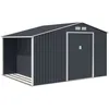 Image de Abri de jardin en métal et abri bûches 872 m² - 342 x 255 x 202 - NOVA - Kit dancrage inclus 2 portes coulissantes - Gris