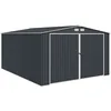Image de Garage En Métal 18,2 M² - Gris Anthracite - Double Porte Verr - Avec Kit D'ancrage Inclus