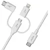 Image de Akashi Câble Eco 3-en-1 USB-C vers USB-C - Lightning - micro USB - 1 m