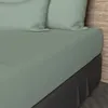 Image de Drap housse en coton 57 fils 90x190 cm UNI vert deau par Soleil docre