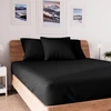 Image de Drap Housse En Coton 160x200 Cm Jersey Noir, Par Soleil D'ocre