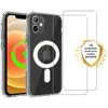Image de EVETANE Coque Anti-choc Magsafe compatible iPhone 12/12 Pro Transparente + 2 vitres