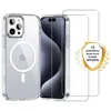Image de EVETANE Coque Anti-choc Magsafe compatible iPhone 15 Pro Max Transparente + 2 vitres