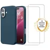 Image de EVETANE Coque compatible iPhone 16 antichoc Bleu Marine + 2 vitres