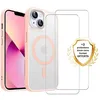 Image de Coque antichoc magsafe compatible iPhone 13 Transparente et Rose + 2 protections écran - EVETANE