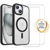 Image de EVETANE Coque Anti-choc Magsafe compatible iPhone 15 Transparente et Noire + 2 vitres