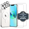 Image de Coque antichoc magsafe compatible iPhone 13 Mini Transparente + 2 protections écran et 2 protections objectif caméra - EVETANE