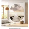 Image de Papier peint rond / cercle - Lumaléa - Ponton - Papier Standard 170gr Lessivable - Diamètre 195 cm en 3 Parties