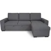Image de Canapé D'angle Convertible Réversible Cathy 3 Places - Tissu Gris - L 242 X P 155 X H 85 Cm