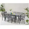 Image de Ensemble repas de jardin sabaideco gris table extensible 180-240 cm 2 fauteuils 6 chaises ENSBORACAY