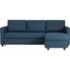 Image de Canapé D'angle Convertible Réversible 3 Places Cats - Tissu Bleu - L 222 X P 150 X H 86 Cm
