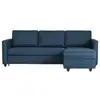 Image de Canapé d'angle convertible réversible 3 places cats - tissu bleu - l 222 x p 150 x h 86 cm
