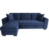 Image de Canapé dangle convertible HAMILTON 4 places - Tissu velours bleu - L 245 x P 140 x H 86 - Coffre de rangement
