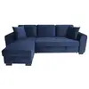 Image de Canapé d'angle convertible hamilton 4 places - tissu velours bleu - l 245 x p 140 x h 86 - coffre de rangement