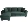 Image de Canapé D'angle Convertible Hamilton 4 Places - Tissu Velours Vert - L 245 X P 140 X H 86 - Coffre De Rangement