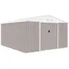 Image de Abri De Jardin Métal Archer Chalet 12,99 M² Taupe Portes Coulissantes Avec Serrure 340x382x210