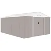 Image de Abri de jardin en métal 1516 m² - 340 x 446 x 210 - SATURNE - Kit dancrage inclus 2 portes coulissantes - Taupe