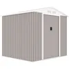 Image de Abri de jardin en métal 407 m² - 213 x 191 x 195 cm - MARS -Kit dancrage inclus 2 portes coulissantes - Taupe