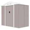 Image de Abri de jardin en métal 271 m² - 213 x 127 x 195 cm - PLUTON - Kit dancrage inclus 2 portes coulissantes - Taupe