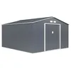 Image de Abri de jardin en métal 1299 m² - 340 x 382 x 210 cm - NEPTUNE - Kit dancrage inclus 2 portes coulissantes - Gris