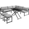 Image de Salon de jardin avec structure en aluminium avec coussins - 7 personnes - Hipu - Gris