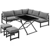 Image de Salon de jardin avec structure en aluminium avec coussins - 7 personnes - hipu - gris SALONHIPU