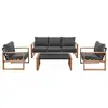 Image de Salon Bas De Jardin En Aluminium Effet Bois Avec Coussins - 5 Personnes - Puerto - Gris