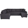 Image de Canapé D'angle Panoramique Convertible Réversible - Tissu Gris - L 313 X P 213 X H 90 Cm - Hamilton - Fabriqué En Ukrain