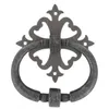 Image de Heurtoir de porte fer sur rosace carré ajourée vieil argent argent antique