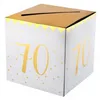 Image de Tirelire danniversaire - 10 - 70 ans - Métallisée dorée - Carrée - 20 x 20 x 20 cm - Ouverture pour enveloppes - Métal