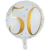 Image de Ballon métallique - 10 - Blanc et doré (écriture et motifs dorés) - 35 cm - Compatible hélium