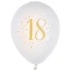 Image de Ballons gonflables - Joyeux Anniversaire - 18 ans - 8 ballons - Blanc/or - 23 cm