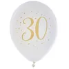 Image de Ballons - Joyeux Anniversaire - 30 ans - Blanc et doré - Sachet de 8 - Gonflables à lhélium